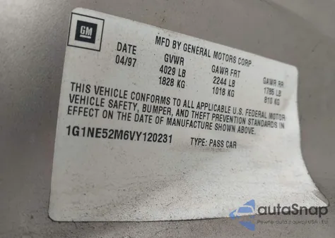 1997 Chevrolet Malibu Ls z USA, uszkodzony, nr VIN 1G1NE52M6VY120231